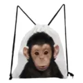 Gedetailleerde close-up van de realistische aap print gedrukt op de witte stof. - Chimpansee Portret Stijl (sk2776)