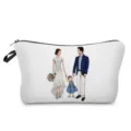 Detailansicht der tragbaren Reise-Kosmetiktasche mit charmantem Familien-Illustrationsdesign. - Handgezeichneter Familienstil (hz3026)