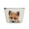 Cute baby fox print cosmetic zipper pouch detail shot, compact travel makeup organizer bag. - Fox Print (sn2802)