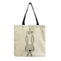 Bolso de lona con lindo estampado de conejo y letras, bolso de hombro informal diario. - Estilo Conejo (hm3065)