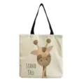 Bolso tote de lona con lindo estampado de jirafa, bolso de hombro informal para uso diario. - Estilo Jirafa (hm3066)