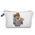 Tragbare Kosmetiktasche mit süßem Mutter-Kind-Druck, ideal für Reisen und den Alltag. - Mutter und Sohn Teddybär (hz3040)