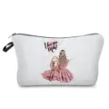 Detailaufnahme der stylischen Reisekosmetiktasche mit herzigem Mutter Tochter Motivdruck. - Ich Liebe Dich Mama Rückenansicht / Marmormuster (hz3047)