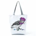 Casual τσάντα tote από καμβά με print κουκουβάγια για γυναίκες καθημερινή τσάντα - Στυλ Κουκουβάγια Στεφάνι & Γυαλιά (hl0568)