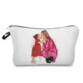 Tragbare Kulturbeutel Kosmetiktasche mit Mutter und Tochter Mode Illustration Motiv. - Mutter-Tochter Herzliche Interaktion / Weiß (hz3048)