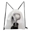 Witte trekkoord rugzak met realistische skunk dierendruk casual lichtgewicht dagrugzak - Stinkdier Stijl (sk2795)