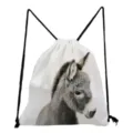 Leuke ezeltje print trekkoord rugzak casual witte gymtas lichtgewicht stoffen tas - Ezel Stijl (sk2796)