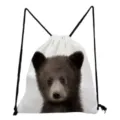 Schattige berenprint witte trekkoord rugzak casual studenten sporttas lichte stoffen tas - Berenjong Stijl (sk2799)