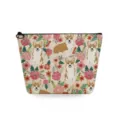 Cute Corgi dog and floral print cosmetic bag, portable canvas makeup pouch for daily travel storage. - Corgi Vintage Floral (sn2979)