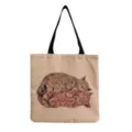 Casual canvas tote bag with cute sleeping cat print, vintage style shoulder shopping bag - Cuddling Cats Style (hm3552)