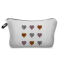 Tragbare Kosmetiktasche mit niedlichen Tier-Herzmustern, perfekte Make-up-Tasche für Reisen. - Tiertextur-Herz-Raster-Stil (hz3353)
