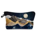 Vue détaillée de trousse de toilette avec imprimé paysage étoilé et fermeture éclair pratique. - Style Imprimé Paysage (hz3115)