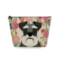 Floral Schnauzer print makeup bag, portable canvas cosmetic pouch and toiletry storage. - Schnauzer Vintage Print (sn2995)