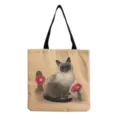 Cute cat print canvas tote bag, casual shoulder shopping handbag for women and daily use. - Siamese Cat Style (hm3558)