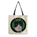 Canvas tote bag with cute black and white cat print, casual shoulder bag for daily use. - Black and White Kitten Style (hm3559)