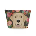 Cute Labrador dog and floral print makeup bag, portable zipper cosmetic pouch for women. - Labrador Vintage Floral (sn2993)