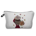 Tragbare weiße Kosmetiktasche mit Herbstlaub Grafik und praktischem Reißverschluss für Damen. - Herbstliche Rückansicht & Herbstlaub Stil (hz3363)
