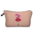 Detailansicht der tragbaren Kosmetiktasche mit Aquarell Herz Ballon Motiv und Reißverschluss. - Rotes Kleid & Herzballon Stil (hz3364)