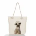Τσάντα tote από καμβά με χαριτωμένο ζωικό print σουρικάτα, πρακτική τσάντα ώμου καθημερινά. - Εκτύπωση Σουρικάτα (ms2793)