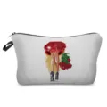 Tragbare Kosmetiktasche mit stilvollem Frauen- und Rosen-Print, robuste Reißverschluss-Tasche. - Beine & Rote Rose Stil (hz3365)