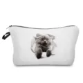 Primo piano dettagliato della trousse cosmetica con stampa gatto 3D e pratica chiusura lampo resistente. - Gatto Grigio 3D (hz1595)