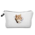 Dettaglio della trousse trucco con gatto 3D, dotata di cerniera robusta e pratica asola. - Gatto del Muro 3D (hz1596)