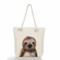 Τσάντα tote από καμβά με τύπωμα βραδύποδα, casual γυναικεία τσάντα ώμου, παραλίας. - Εκτύπωση Βραδύποδα (ms2797)