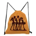 Oranger Turnbeutel mit Cheerleader Silhouetten Druck, leichter Sportbeutel fuer Damen. - Orange-Schwarze Silhouette Cheerleading (skk0339)