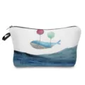 Portable travel cosmetic makeup bag with cute watercolor whale and balloon print design for daily use. - Starry Sky Whale Style (hz2725)