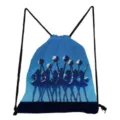 Leichter blauer Cheerleader Turnbeutel mit Sternenhimmel-Druck, lässiger Sport-Gymsack. - Sternenblaues Cheerleading (skk0340)