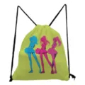 Modischer Cheerleader Druck Kordelzug Rucksack leichte Sporttasche Freizeittasche - Grünes Buntes Cheerleading (skk0341)