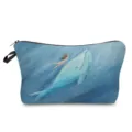 Close-up detail of the portable cosmetic storage bag featuring a beautiful watercolor whale print. - Deep Sea Whale Dreamy Style (hz2727)