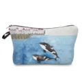 Watercolor killer whale print cosmetic bag travel portable toiletry storage pouch organizer - Whale Seaside Style (hz2728)