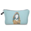 Cute seal girl print cosmetic bag, portable travel makeup pouch with zipper and side handle. - Seal Girl Style (hz2730)
