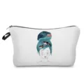 Cute whale girl graphic makeup pouch with zipper closure, perfect for travel and daily use. - Aesthetic Whale Style (hz2731)