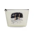 Portable canvas makeup pouch for women, stylish travel cosmetic bag with coffee illustration print. - Coffee To-Do Print Style (sn3349)