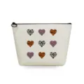 Canvas cosmetic bag featuring a 9-heart animal print grid, portable travel makeup organizer. - Grid Heart Print Style (sn3353)