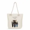 Λεπτομέρεια τσάντας shopper από καμβά με τύπωμα αδελφών και λαβές από σχοινί. Ευρύχωρη. - Τύπωμα Always Together (ms3488)