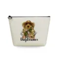Canvas cosmetic bag with fashionable sunflower woman illustration and stylish letter print detail. - Sunflower Girl Print Style (sn3362)