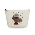 Portable canvas makeup bag with autumn illustration travel cosmetic storage pouch for women. - Autumn Woman Print Style (sn3363)