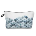 Borsa cosmetica con motivo a onde blu, trousse da toeletta con cerniera per viaggi e uso quotidiano. - Motivo Onde del Mare (hz2660)