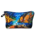 Pochette cosmetica con stampa artistica e chiusura a cerniera, ideale per viaggi e uso quotidiano. - Paesaggio Pittura a Olio (hz0136)