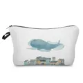 Watercolor Blue Whale Cosmetic Bag Portable Travel Toiletry Pouch Zipper Makeup Organizer - Whale House Style (hz2738)