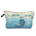 Close-up detail showing the exquisite watercolor whale print on this portable bag. - Whale Sailing Style (hz2740)