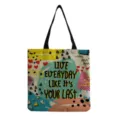 Canvas Tote Bag Letter Print Casual Shopping Bag Reusable Handbag for Daily Use - Abstract Colorful Geometric Heart Style (hm0564)
