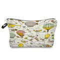 Detailed view of the cute cartoon printed zipper cosmetic pouch showing fine fabric. - Hot Air Balloon (hz0450)