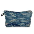 Japanese landscape print cosmetic bag with zipper, versatile toiletry storage pouch for daily use. - Japanese Scenery (hz0946)
