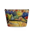Close-up detail of the artistic oil painting print cosmetic bag featuring vibrant colors and zip closure. - Artistic Landscape Oil Painting Style (sn0503)