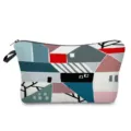 Abstract landscape print cosmetic bag, practical zipper toiletry pouch for daily storage use. - Abstract Geometric (hz1044)