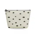 Détail en gros plan d'une trousse de maquillage en toile minimaliste au motif d'yeux noirs. - Beige Motif Yeux (sn2690)